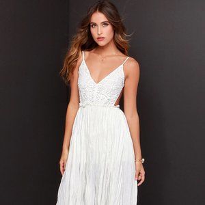 Lulus Snowy Meadow Crocheted Ivory Maxi Dress